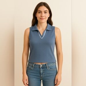 Basic Editions Women's Sleeveless Tank Top M Grannycore Lagenlook Layering Lace